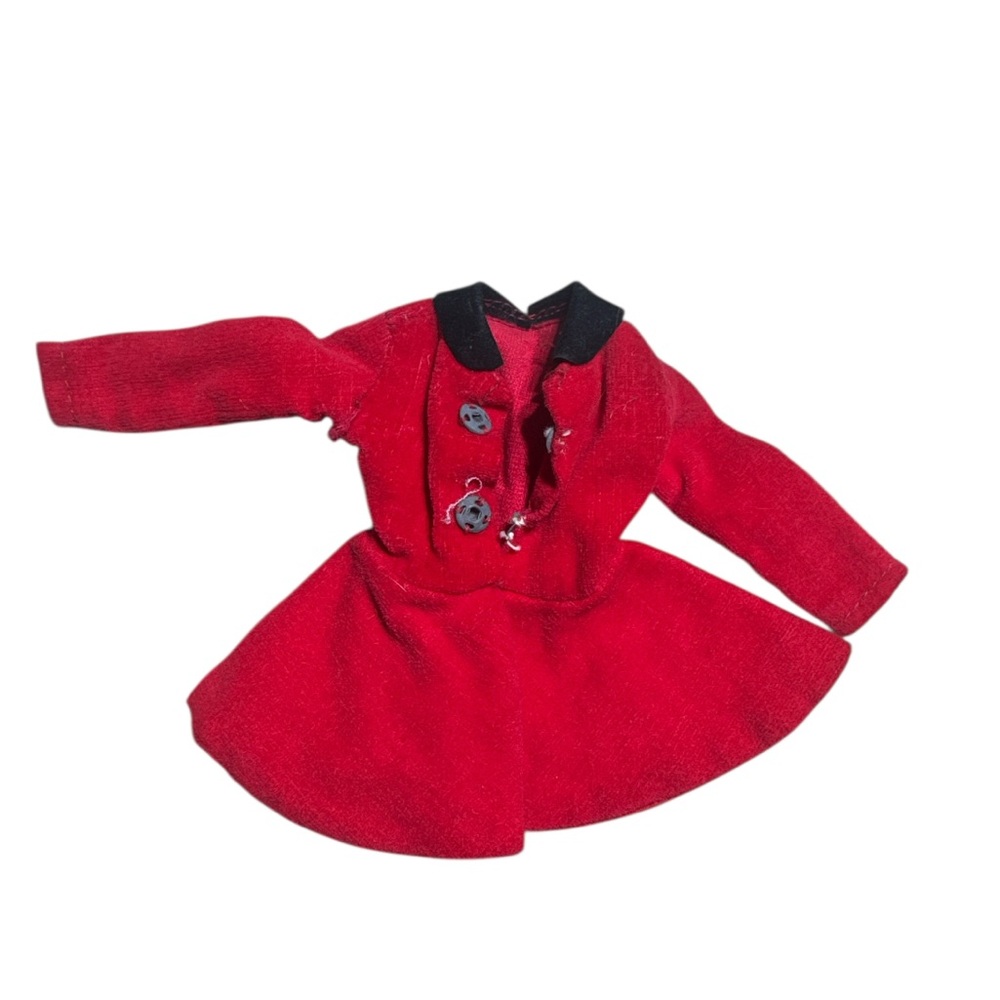 Vintage 1970s Barbie Doll Red Black Trim Peacoat Jacket Coat